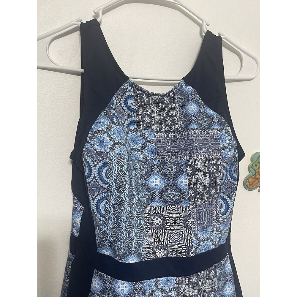Sunseeker Swimdress Womens 10 Blue Tie Back Molded Cups One Piece Swimwear - Picture 2 of 11